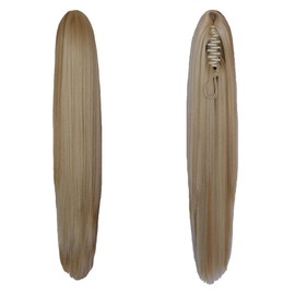 CiCiCa- “PT06”, Long Ponytail Extensions, 22 Inches Long Ponytail, Mixed Bleach Blonde and Sandy Blonde Ponytail, Jaw/Claw Clip Ponytails, Drawstring Ponytail, Straight Ponytail, Hair Extensions Ponytail, Heat-Resistant Synthetic Clip in Ponytail Hair Ex
