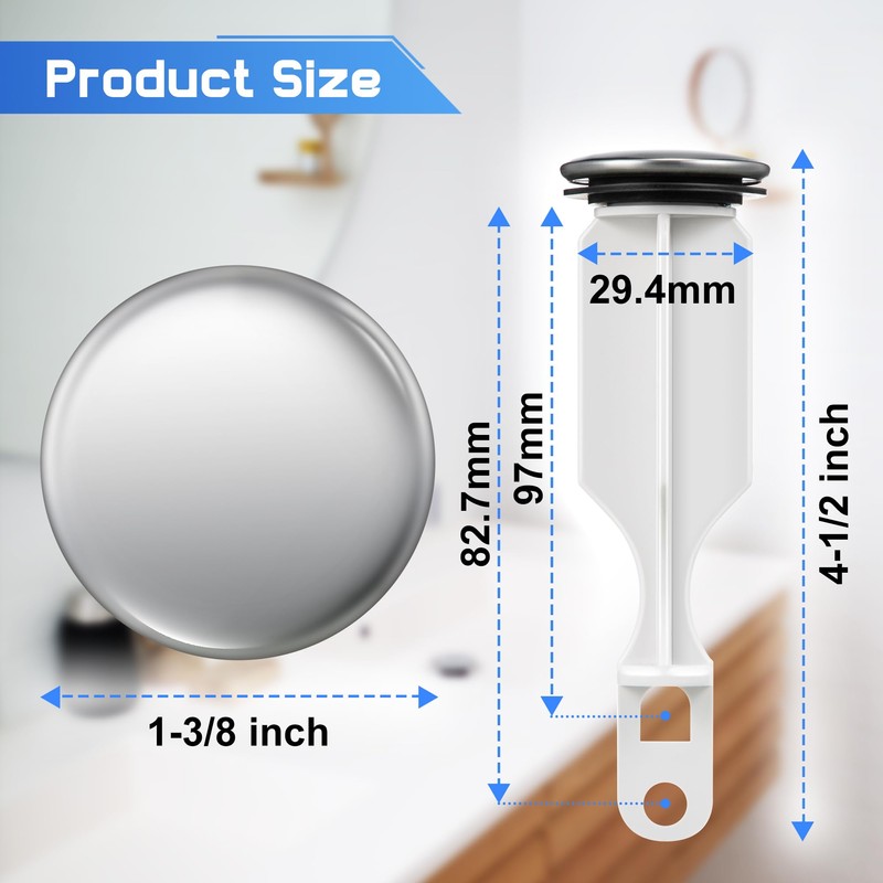 Enhon 2 Hole Pop Up Stoppers, Chrome Bathroom Sink Stopper