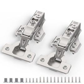 Chibery 20 Pack 3/4" Full Overlay Soft Close Concealed Hinge for Face Frame ＆ Frameless Door, 3D Adjustment, Clip-on Plate, Slow Self Closing Hidden Satin Nickel, 105° Stainless Steel Hinges, 5/8"