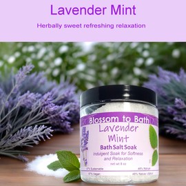 Lavender Mint Bath Salt Soak (8 Ounce) - Pure Essential Oil Fragrance - is A Versatile Soaking Aid with a Cheerfully Relaxing Scent