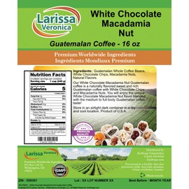 White Chocolate Macadamia Nut Guatemalan Coffee (Gourmet, Naturally Flavored, Whole Coffee Beans) (16 oz, ZIN: 559301) - 2 Pack