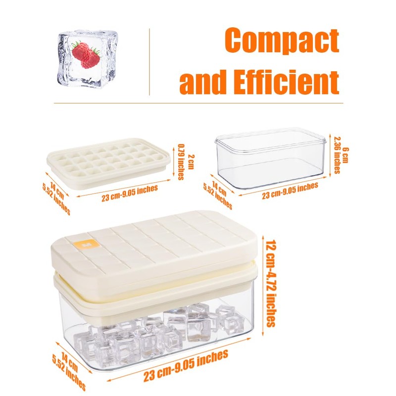 Brigii Ice Cube Tray with Lid&Bin, Ice Cube Mold with