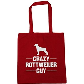 Hippowarehouse Crazy Rottweiler guy Tote Shopping Gym Beach Bag 42cm x38cm, 10 litres