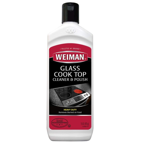 Weiman Glass Cooktop Heavy Duty Cleaner & Polish - Shines and Protects Glass/Ceramic Smooth Top Ranges with its Gentle Formula - 15 Oz.
