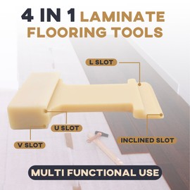 Terixe 4-in-1 Laminate Flooring Tools - Nylon Tapping Block Kit for Laminate Plank and Wood Flooring Installation, Inclined, Barb, U, V, L Slots
