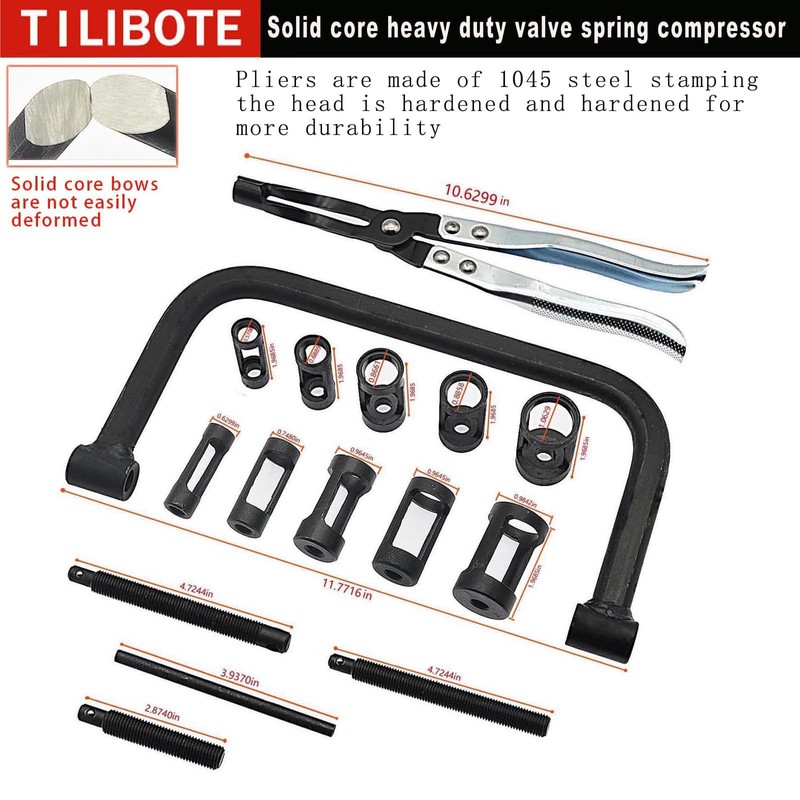 TILIBOTE Valve Spring Compressor,with 11Pcs Valve Spring Compressor Tools,Valve Guide