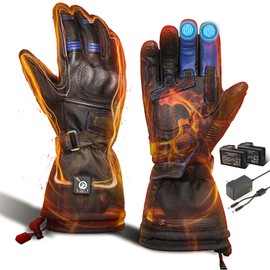 SAVIOR Professional Heated Motorcycle Gloves for Men Women,Dual Mode Electrically Heated Waterproof and Windproof Gloves with 12V Charging Cord,Suitable for Winter Riding,Skiing,etc.