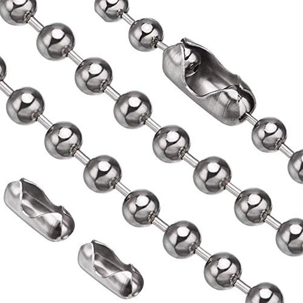 Pull Chain, 2 Pieces 36" Stainless Steel Bead Chain, Great Pulling Force & Rustproof, 6 Size, 3.2mm ball chain with 4 free Matching Connectors - Silver (36 inch)