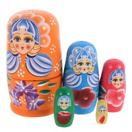 Kisangel 1 Set Hand Painted Russian Nesting Dolls Set Unique Wooden Matryoshka Dolls for Decorative Craft Ornament for Home Decor for Birthdays and Holidays