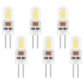 Caldarax 6 Pack G4 LED Bulbs 2W, AC/DC 12V, Equivalent to G4 20W Halogen Bulb, Cool White 6000K, 200LM, Non-Dimmable, Bi-Pin Base Energy Saving Bulb, for Home Lighting, Chandelier, Cabinet