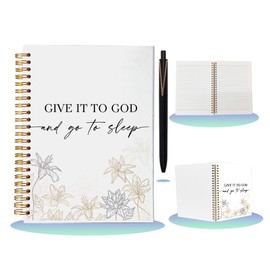 ARPTCN Bible Notebooks for Note Taking & Ballpoint Pen 2pc - Christian Notebook Journals for Women,Give It to God and Go to Sleep A5 Spiral Notebook,Christian Gifts for Women