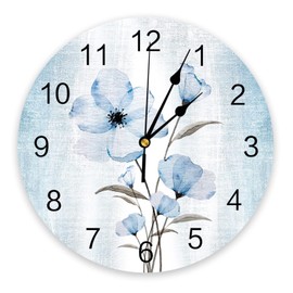 Blue Flowers Wall Clock 10 Inch Silent Non-Ticking Ombre Retro Blue Flowers Wall Clocks Battery Operated-Elegant Blue Gradient Floral Clock for Office,Home,Kitchen,Bedroom,School,Living Room