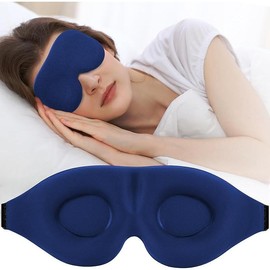Luxury Sleep Mask for Side Sleeper - Light Blocking, Adjustable Strap, 3D Contoured Cup, Travel & Nap Eyeshade with Pink Black Color - Colour: Blue