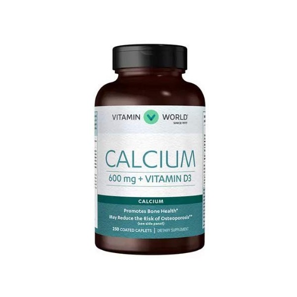 Vitamin World Calcium 600mg + Vitamin D3 250 Coated caplets