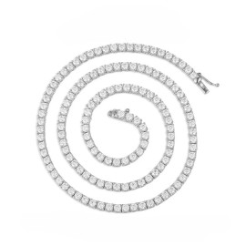 Factory Bulk Gold/Rose Gold/White Gold Plated Unisex Hip Hop jewelry S925 Silver VVS1 D Color Moissanite Tennis Chain NecklaceColor: 2.0mmZircon, Length: 20inch/50cm