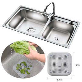 Hair Catcher,Square Drain Cover for Shower Silicone Hair Stopper with Suction Cup,4 Pack Silicone Drain Protector with 16 Detachable Suckers,Easy to Install Suit for Bathroom,Bathtub,Kitchen