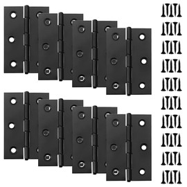 8 PCS 75mm Black Door Hinges 3 Inch Cupboard Hinges Stainless Steel Butt Hinge with 50 PCS M4 Screws for Wood Internal External Doors Gate Windows Closet Drawer Boxes