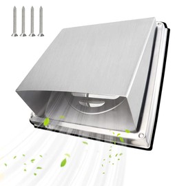 Weather Protection Grille 100 mm Stainless Steel 304 Ventilation Grille Interior with Slats and Grid with Stainless Steel Screws Exhaust Hood Slat Grille Flat Hood Facade Protection for Bathroom