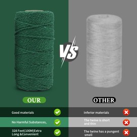 656 Feet Garden Twine,2MM Nature Arts and Crafts Rope Industrial Packing Materials Packing String for DIY, Festive Decoration and Gardening Applications