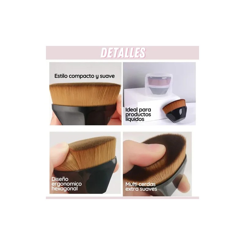 Brocha Facial Kabuki Plana Maquillaje Base Corrector Polvo