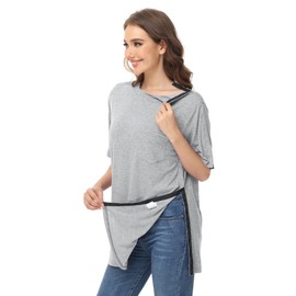 HIBOCT Post Shoulder Surgery Shirts for Men After Rotator Cuff Arm Surgery Shirts Tearaway Snap On Shirt Hospital Clothes Grey