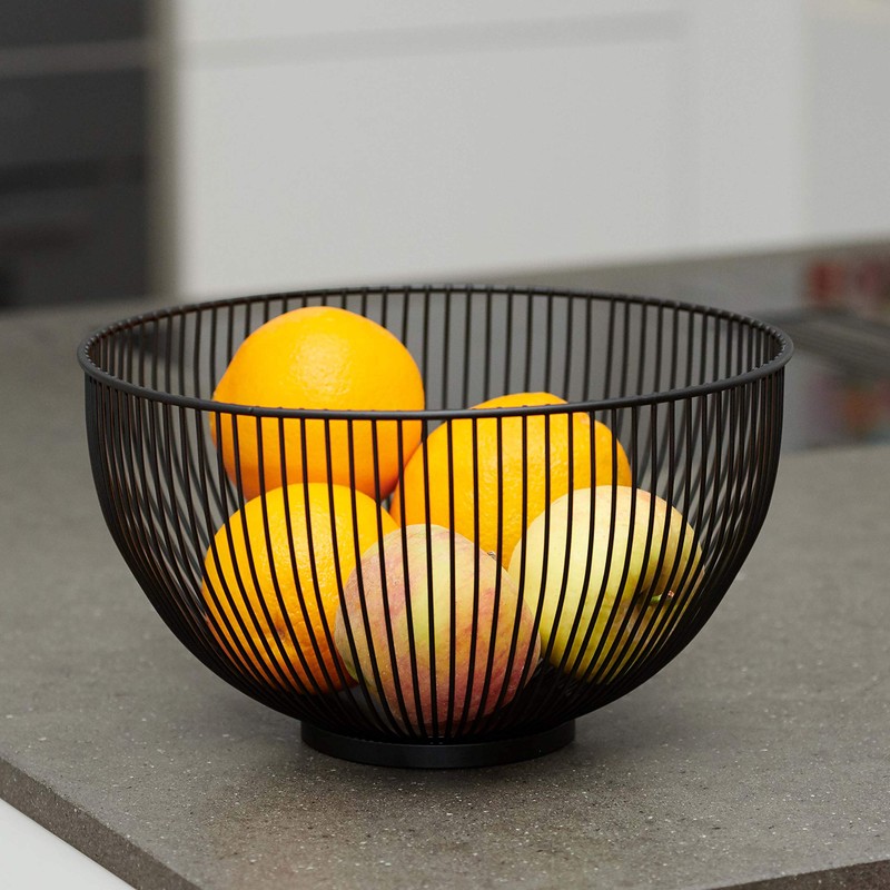 CALUTEA Modern Fruit Bowl // Metal // Round Black //