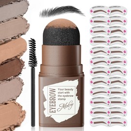 Eyebrow Stamp Stencil Kit - Long-Lasting Eye Brow Stamp Blush, Waterproof & Smudge-Proof Brow Shaping Kit with 24 Reusable Thin & Thick Eyebrow Stencils for Eyebrow Makeup (Black)