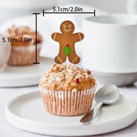 18pcs Brown Glitter Gingerbread Man Dessert Cupcake Topper Pick for Winter Merry Christmas Theme Decor Supplies Baby Shower Woman Man Happy Birthday Party Decoration