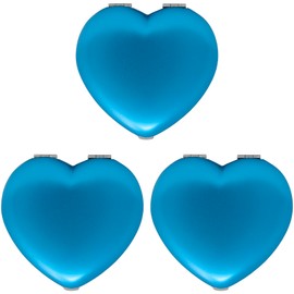 Espejo de maquillaje plegable compacto de doble cara (5 aumentos + 1 aumento) (corazón azul)