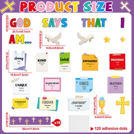 gisgfim Christian Bulletin Board Decorations God Says That I Am Religious Paper Cutouts Inspirational Quotes Classroom Wall Decor Bulletin Board Set for VBS Sunday School Church Bible Door Supplies