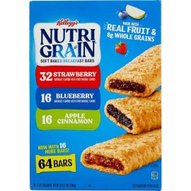 Kellogg's 2 PACK  KELLOGG'S NUTRI GRAIN SOFT BAKED BREAKFAST BARS 64 BARS
