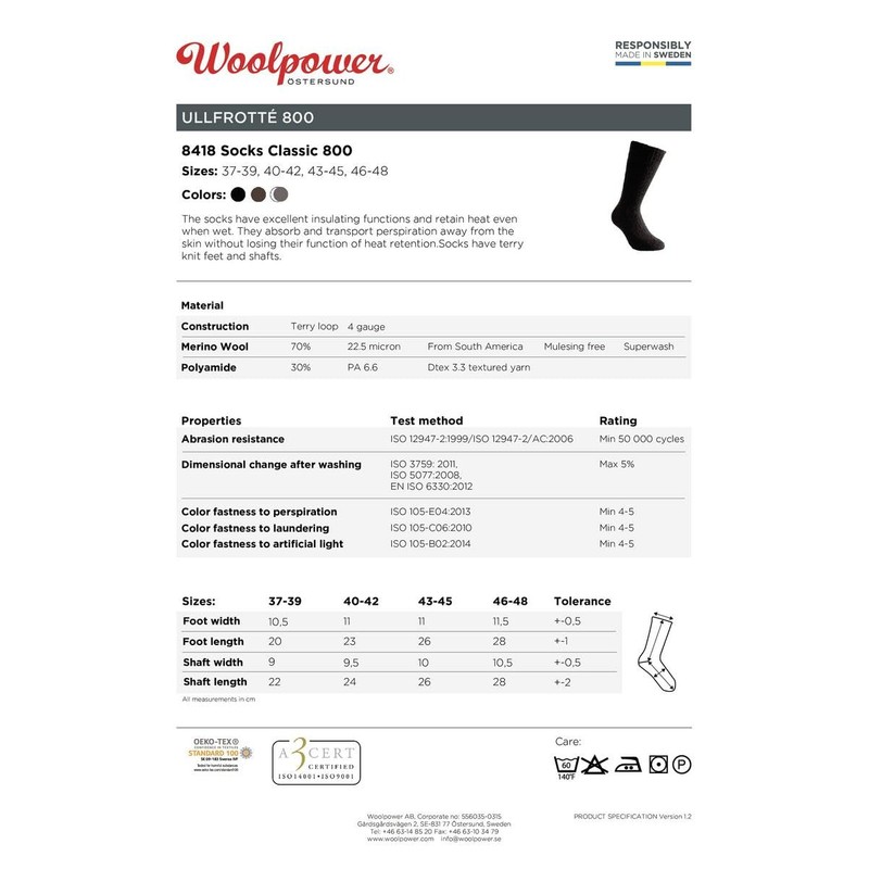 Woolpower 800 Classic Socks - Especially Warm Merino Socks, black,