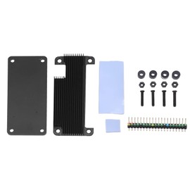Passive Heat Dissipation Enclosure Aluminum Alloy Protective Case Housing Quick Cooling Accessory for Raspberry Pi Zero 2W(Black Shell Colourful Pin Header)
