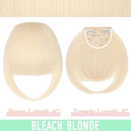 FELENDY Clip in Bangs Bleach Blonde Fake Bangs Natural Thick Front Full Bang Fringe with Temples Straight Across Bangs Hair Clip for Women French Bangs