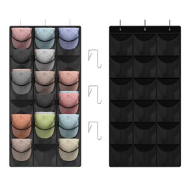 Jollygleam Hat Organizer Racks for Baseball Caps, 18 Deeper Pockets Baseball Hat Rack, Cap Rack, Hat Rack for Door with 3 Hooks