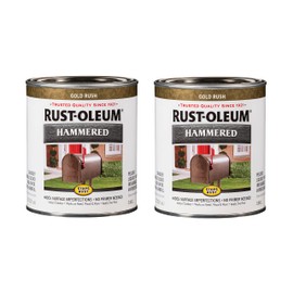 Rust-Oleum 7210502-2PK Stops Rust Hammered Finish Paint, Quart, Gold, 2 Pack