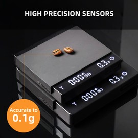 MHW-3BOMBER Mini Coffee Scale with Timer,Rechargeable Espresso Scale with Gravity Sensing,2kg/0.1g Precision Scale for Espresso&Pour-Over Coffee,Portable Digital Kitchen Scale,Black ES6029B-OS