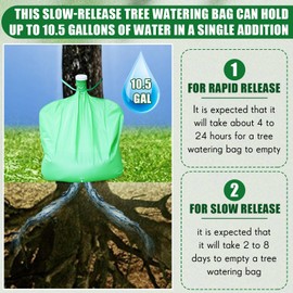 Tioncy 6 Pack Tree Watering Bags with Dual Adjustable Outlets - 10.5 Gallon Precision Irrigation System Slow Release Water Bags for Small/Medium Trees, Leakproof & Overwatering Risk