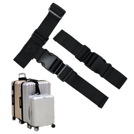 2pack Add A Bag Luggage Straps 1.5"W Adjustable Heavy Duty Luggage Connector T-Type Straps Add A Bag Luggage Clip Link for Your 3 Suitcase Belts Tie Together Travel Baggage Attachment Accessories