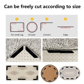 Pack of 16 Non-Slip Mats for Carpet, Reusable and Non-Slip Carpet Underlay for Laminate and Wooden Floors, Washable Multi-Purpose Carpet Tape for All Types of Carpets