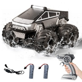 RC Car,Amphibious Remote Control Car Waterproof Monster Truck,4WD All Terrain Off-Road 2.4GHZ Vehicles,1:18Scale Hobby Monster Truck Toys,RC Rock Crawler for Boys Girls Kids Age 6 7 8 9 10+(Grey)