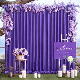 Purple Backdrop Curtains 2 Panels-Wrinkle-Free Purple Curtains Polyester Photography Drapes for Baby Shower Birthday Party Photo Background Backdrop Stand- 8 X10FT (Purple)