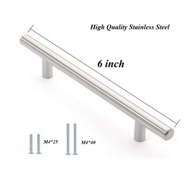 30 Pack 12mm Stainless Steel Kitchen Cabinet Handles T Bar Pull (6" Overall Length,3.8" Hole Centers)