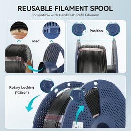 PETG Filament 1.75mm - 4kg(8.8lbs) SUNLU PETG 3D Printer Filament, Reusable Spool Compatible with Bambulab Refill Filament, 1.75mm Dimensional Accuracy +/- 0.02mm, Black+White+Grey+Clear Bundle