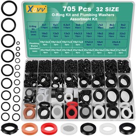 XBVV 32 Size 705 Pcs Plumbing Washers and O-Ring Kit 2-in-1 Rubber Gasket Assortment Kit for Faucet Spigot Garden Hose Pressure Washer Plumbing Repair
