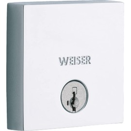 Weiser Downtown Polished Chrome Square Deadbolt Lock, ANSI/BHMA Grade 1 Certified Front Door Lock, Kick Proof, Bump Proof & Anti-Theft Exterior Door Lock with Key, Modern Door Locks for Entry Door
