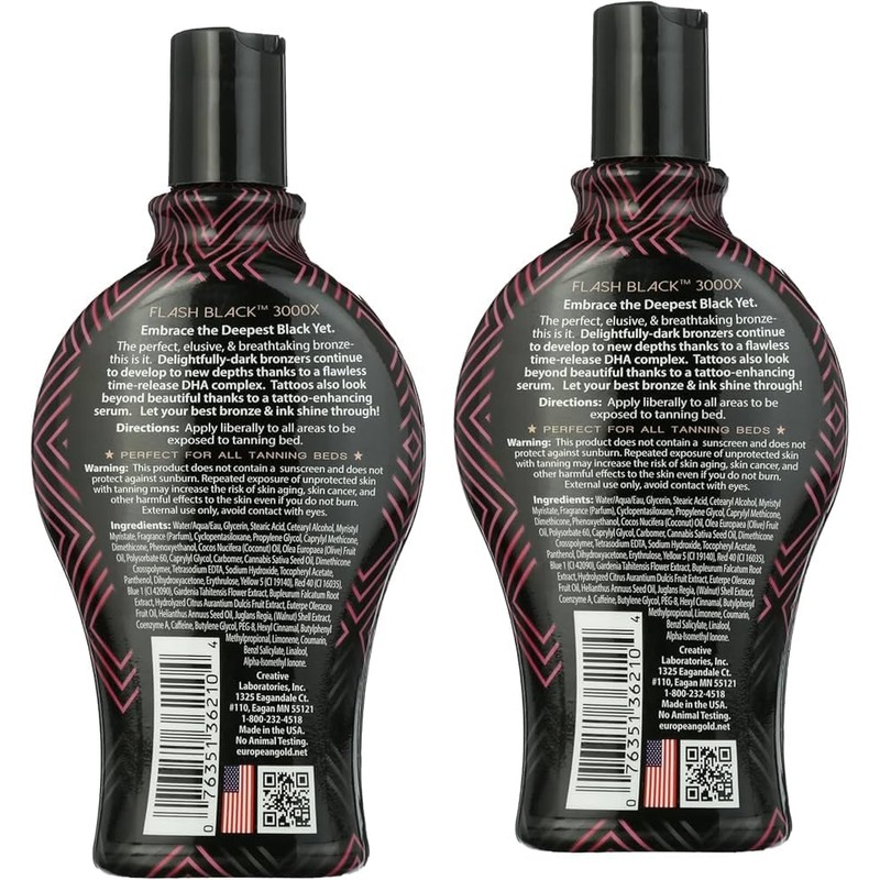 European Gold Flash Black 3000X Indoor Tanning Lotion – Ultra-Dark