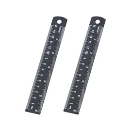 ccHuDE 2 Pcs 15cm 6 Inch Straight Edge Metal Rulers with Inches and Centimeters for School, Office and Home
