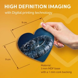 Destination Vinyl ltd Great Coasters (Set of 2) Heart - Science Fiction Spaceship Fantasy Drink Glossy Coasters/Tabletop Protection for Any Table Type #14121