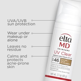 EltaMD EltaMD UV Clear Tinted Sunscreen for Face - Deep Tinted SPF 46 with Zinc Oxide, Oil-Free, Dermatologist Recommended, 1.7 oz
